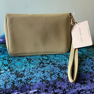 Lost + Wander Beige Passport Wallet Wristlet Clutch